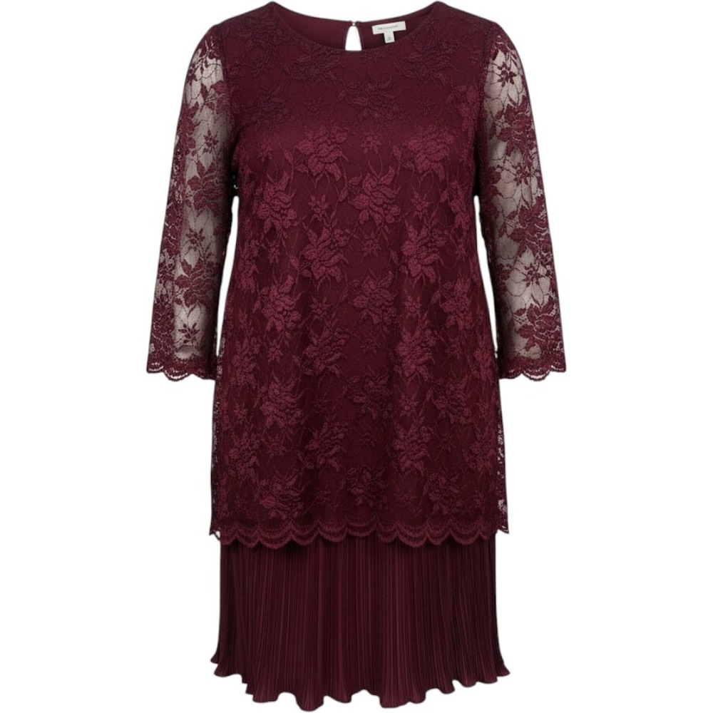 David Rose‎ 2 Piece Skirt Set 20W Vintage Romantic Floral Lace Pleated Burgundy